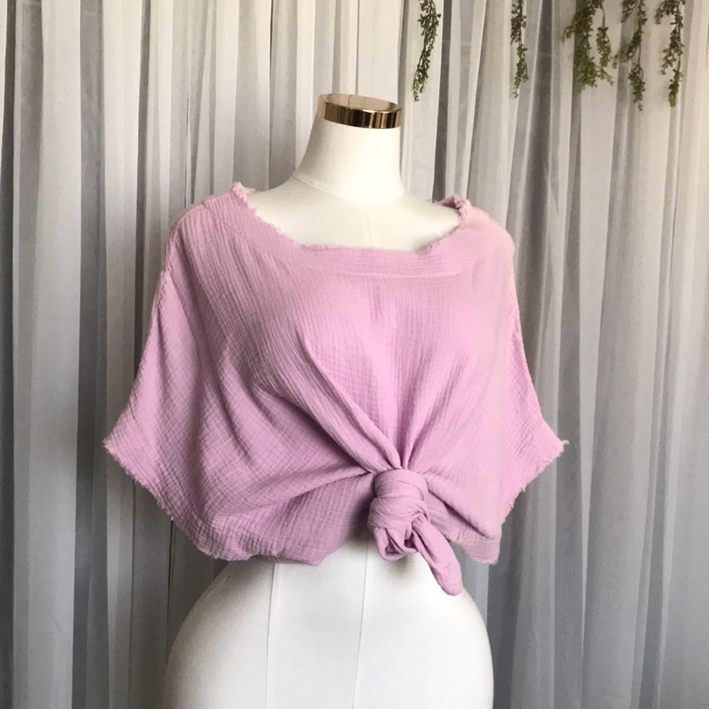 Lavender Gauze Oversized Top
